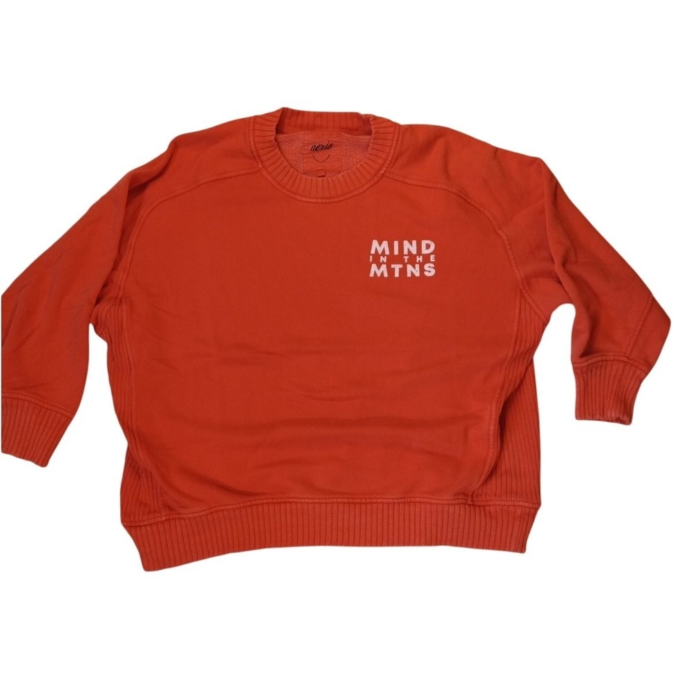 Aerie red Mind in‎ the Mountains ribbed side crew sweatshirt SIZE M
